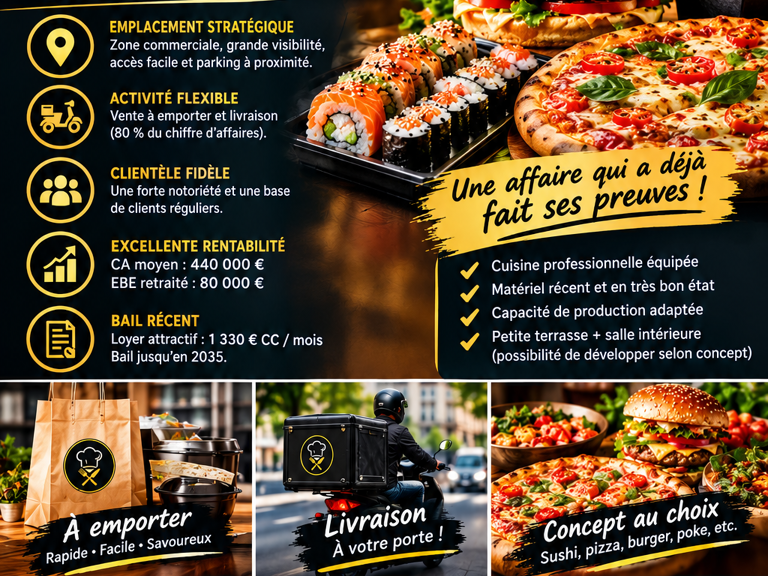 Vente Restauration rapide 47 m&sup2; — photo 1