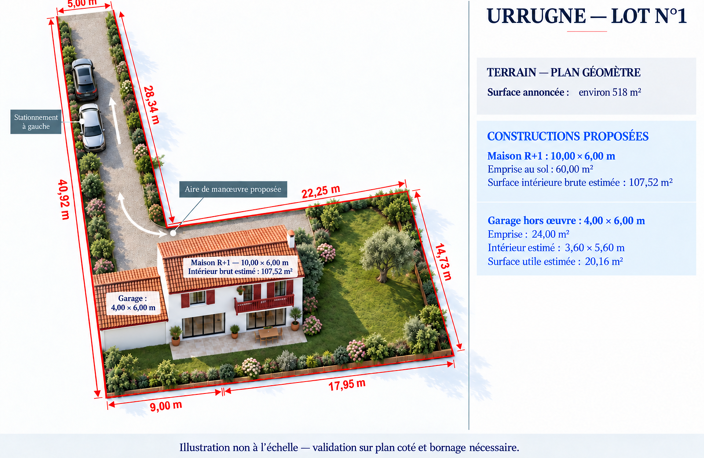 URRUGNE   TERRAIN À BÂTIR À PROXIMITÉ IMMÉDIATE DU BOURG — photo 3