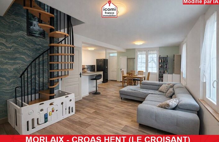 FINISTERE - Morlaix (29600) - A VENDRE - MAISON 90M2 HABITABLE - 149 M2 SURFACE UTILE - 4 CHAMBRES - GRAND GARAGE - SOUS-SOL EXPLOITABLE - 1100 M2 DE TERRAIN CLOTURE- EXCELLENTE ISOLATION - — photo 2