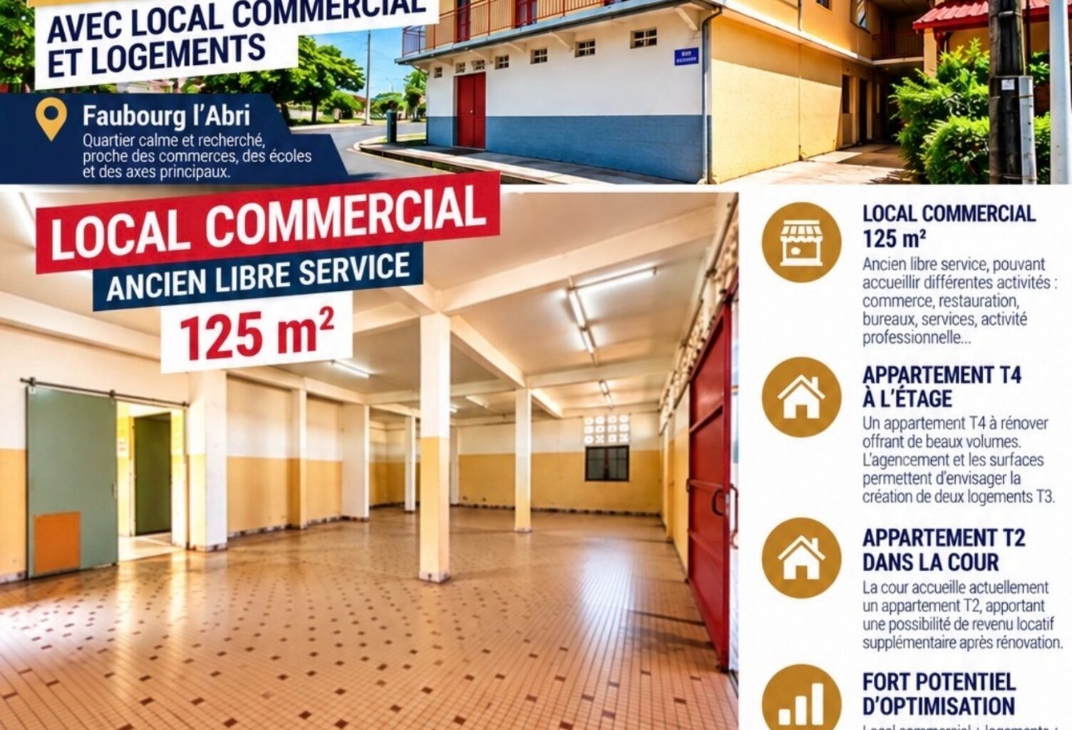 INVESTISSEURS – IMMEUBLE À FORT POTENTIEL AVEC LOCAL COMMERCIAL ET LOGEMENTS — photo 1