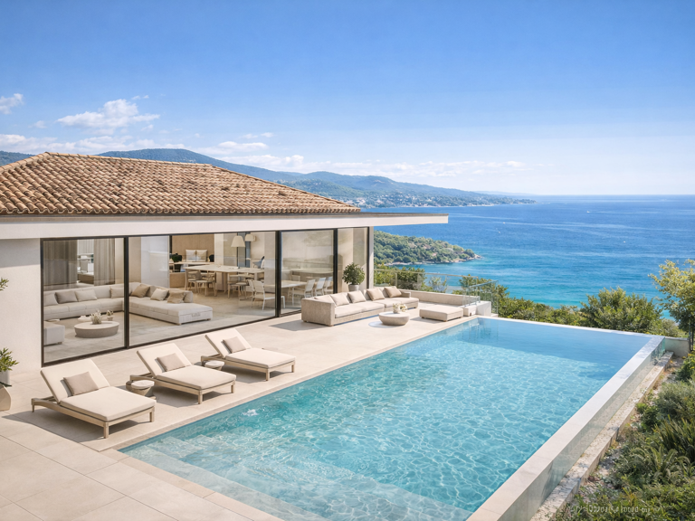 GRIMAUD - VUE MER A COUPER LE SOUFFLE POUR CETTE VILLA DE 390 M² AVEC PISCINE A DEBORDEMENT — photo 1