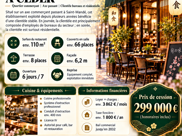 Vente Restaurant 110 m&sup2; — photo du bien
