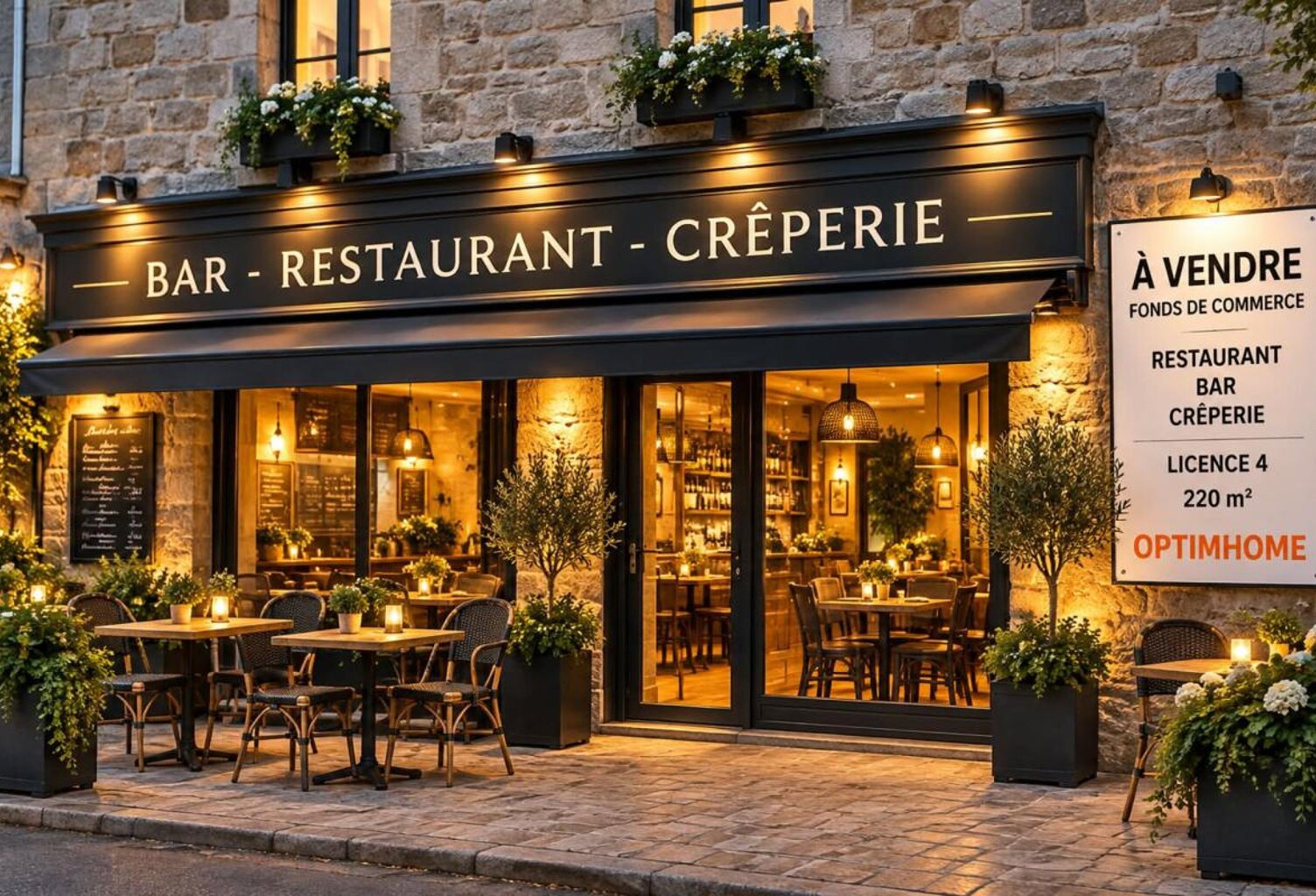 À VENDRE – BAR-RESTAURANT-CRÊPERIE EN EMPLACEMENT N° 1 EN CŒUR DE VILLE -Fonds de commerce- QUESTEMBERT (56) — photo 1