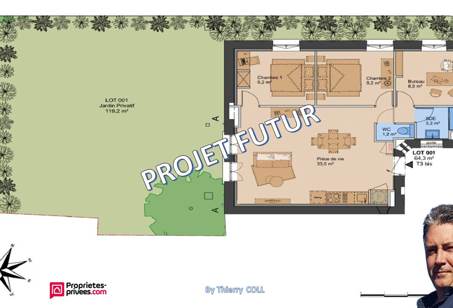 LYON 3 T3 bis rez-de-jardin de 69.70 M² avec grand jardin privatif de 119M² — photo 1