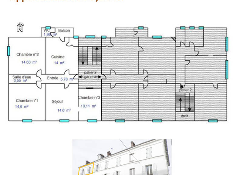 vente appartement - 4 pièce(s) — photo 1