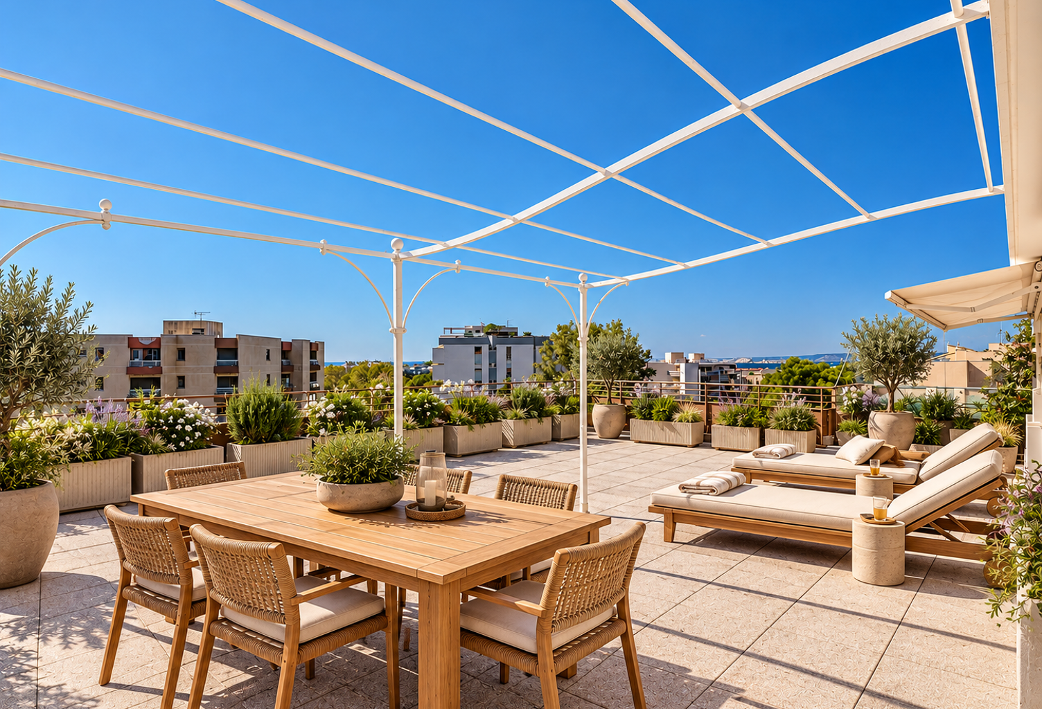 Sainte Anne: DERNIER ETAGE, T4 116m2 avec TERRASSE PLEIN CIEL de 102m2 avec VUE MER et GARAGES (prix en sus) — photo 1
