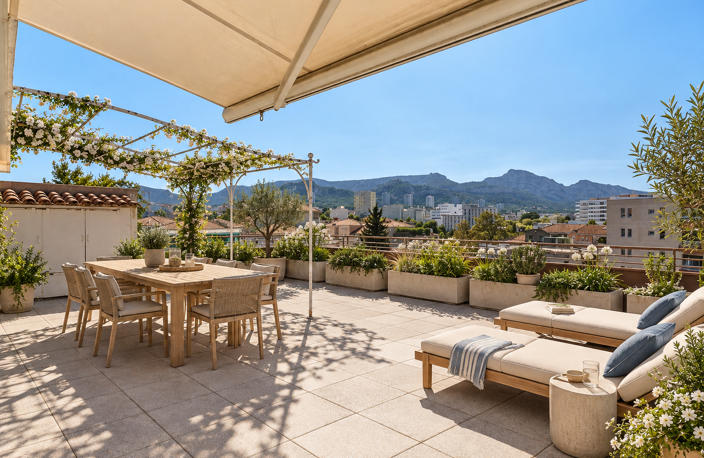 Sainte Anne: DERNIER ETAGE, T4 116m2 avec TERRASSE PLEIN CIEL de 102m2 avec VUE MER et GARAGES (prix en sus) — photo 4