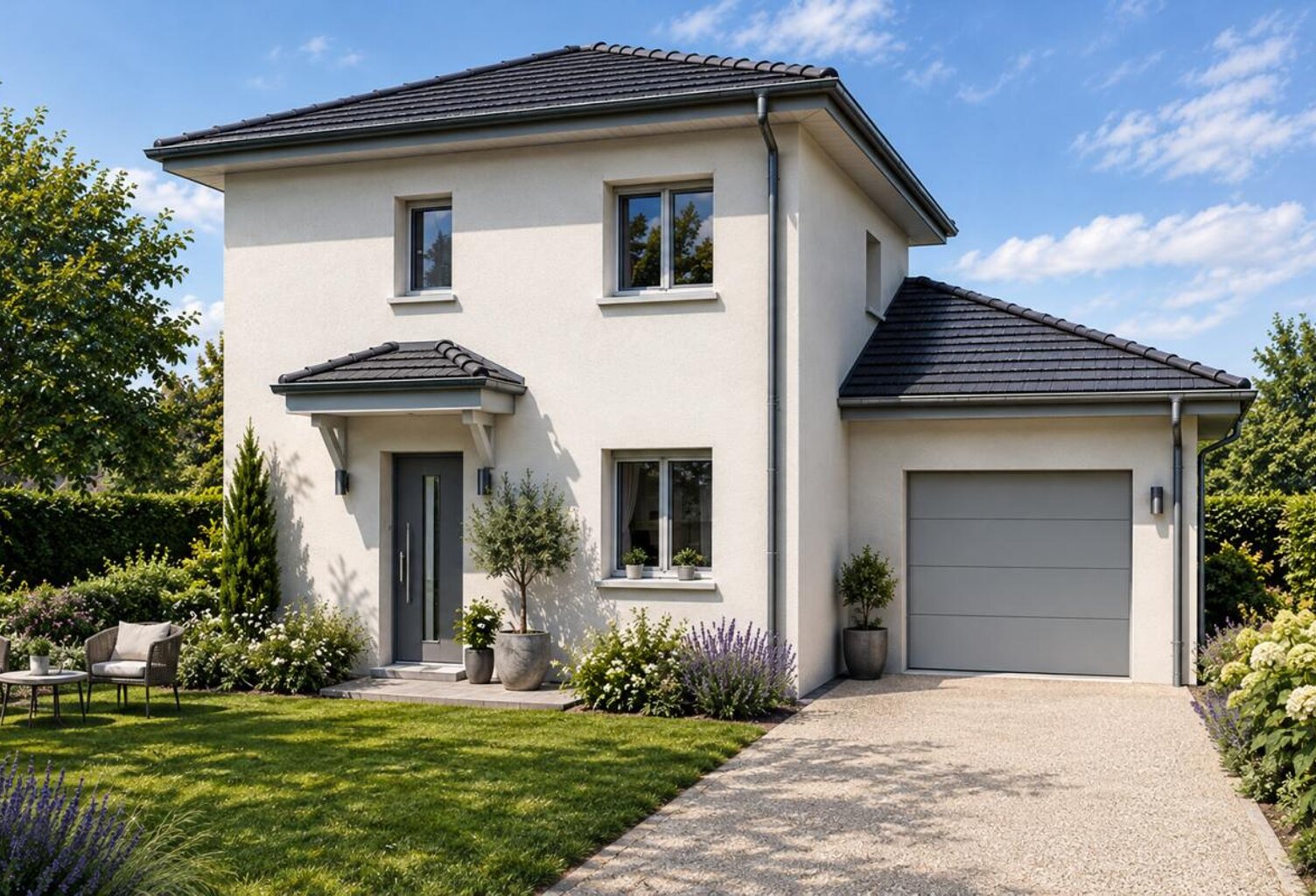 VIF (Maison 110m² + garage 20 m²) sur un Terrain plat viabilisé de 450m² — photo 1