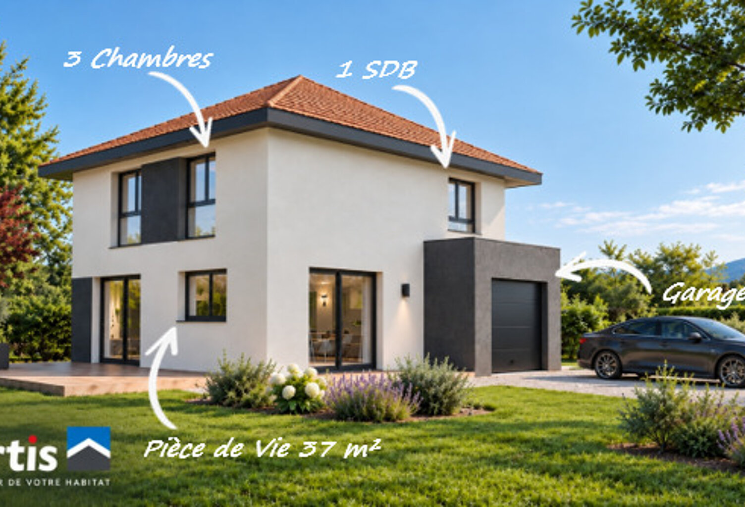 CROZET - Secteur Télécabine - Terrain 520 m² + Maison ARTIS 102m² avec Garage — photo 1