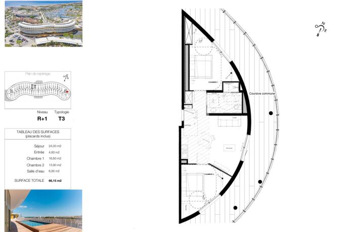 CAP D'AGDE NATURISTE. Rareté : T3 de 66 m² (Terrasse + Parking) — photo 2