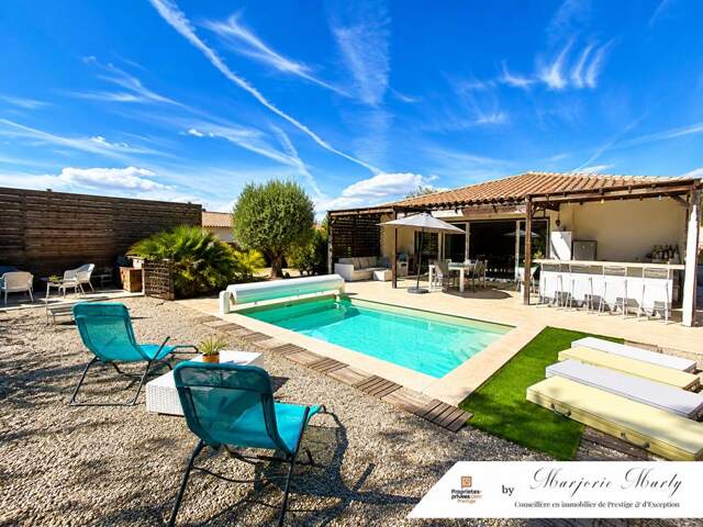 Vente Villa Douzens  - 5 pièce(s)  - 114 m2  avec piscine, jardin et immense garage — photo du bien