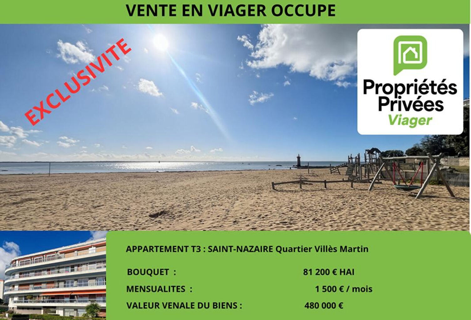 Viager occupé Appartement Saint Nazaire 4 pièce(s) 98 m2 — photo 1