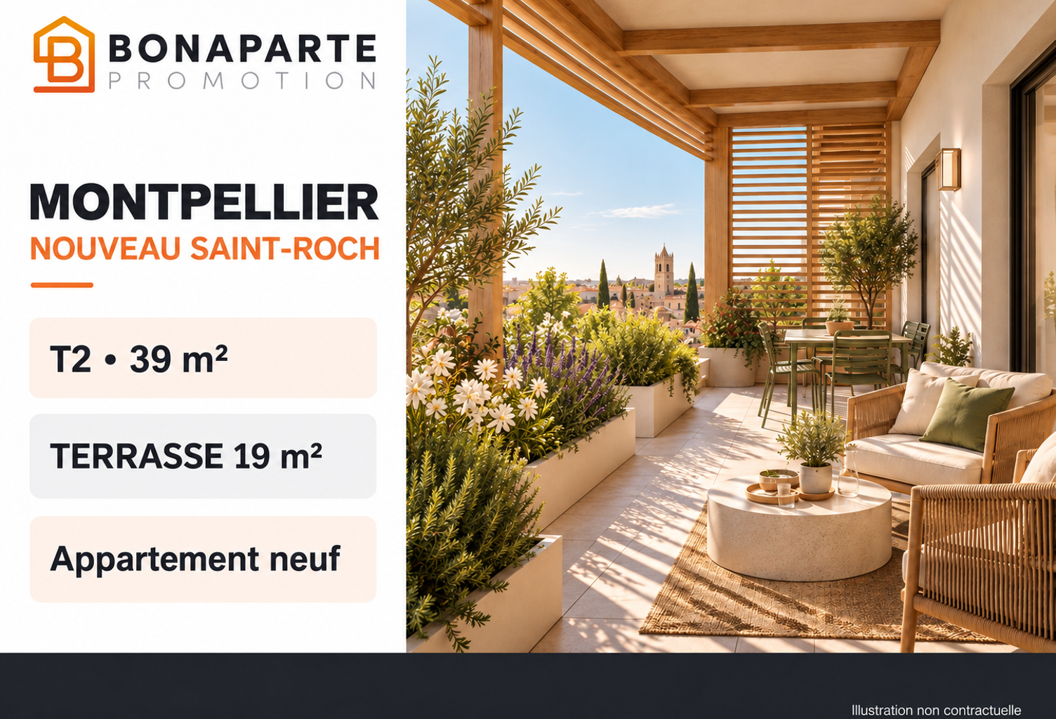 T2 AVEC GRANDE TERRASSE AU CŒUR D’UN QUARTIER CONNECTÉ — photo 1