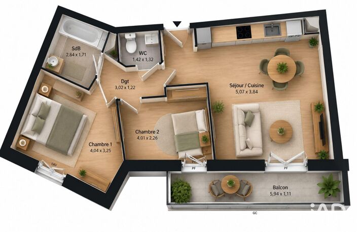 Vente Appartement 3 pièces — photo 2