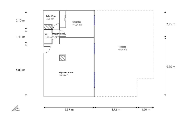 NICE OUEST Montréal / Résidence Fabron : Appartement 2 Pièces 51m2 Terrasse 60m2 Parking Cellier — photo 5