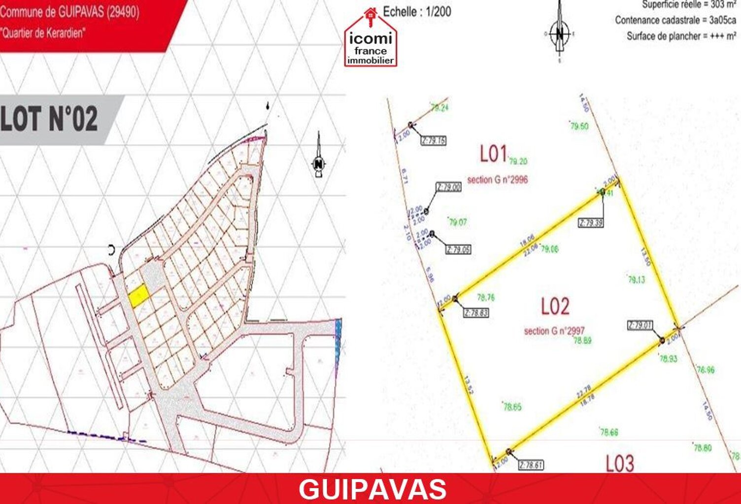 FINISTERE - Guipavas (29490) - A VENDRE - TERRAIN DE 303M² CONSTRUCTIBLE EN LOTISSEMENT - VIABILISE - LIBRE DE CONSTRUCTEUR — photo 1