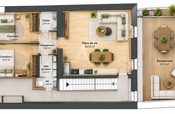 ROCHEFORT ? SUPERBE T3 DE 65.46 M² ? TERRASSE PRIVATIVE ? PRESTATIONS HAUT DE GAMME ! — photo 3