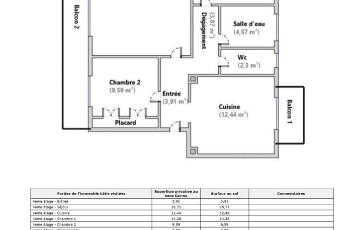 Appartement T3 2 chambres, 2 balcons , places de parking , 4ieme étage sans ascenseur — photo 2
