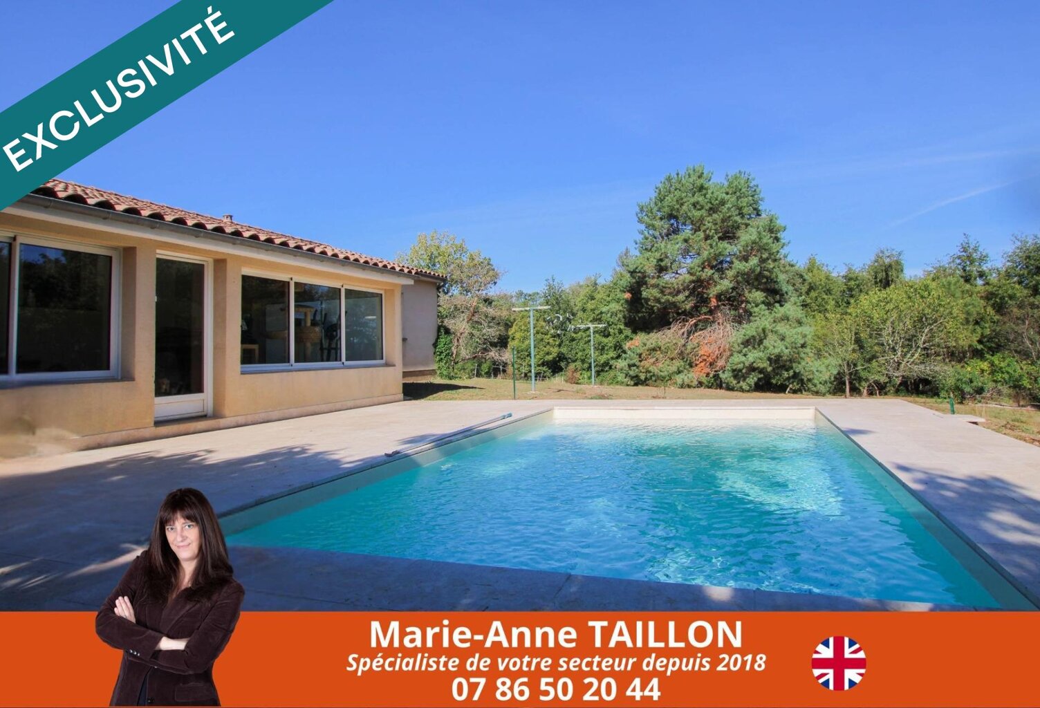 Maison de plain pied avec piscine et double garage sur 7 748 m² — photo 1
