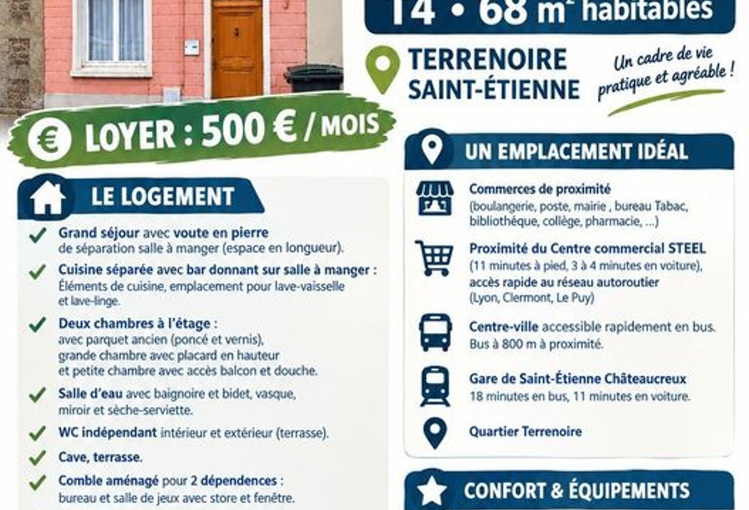 Maison de 68m2 à louer sur Saint-Étienne — photo 1