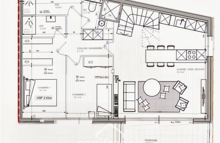 A vendre-appartement Loft 3 pièces-dernier étage-67,40 m2-Terrasse de 12m2-2 chambres-Quartier Mouzaïa- L7bis-L11 — photo 4