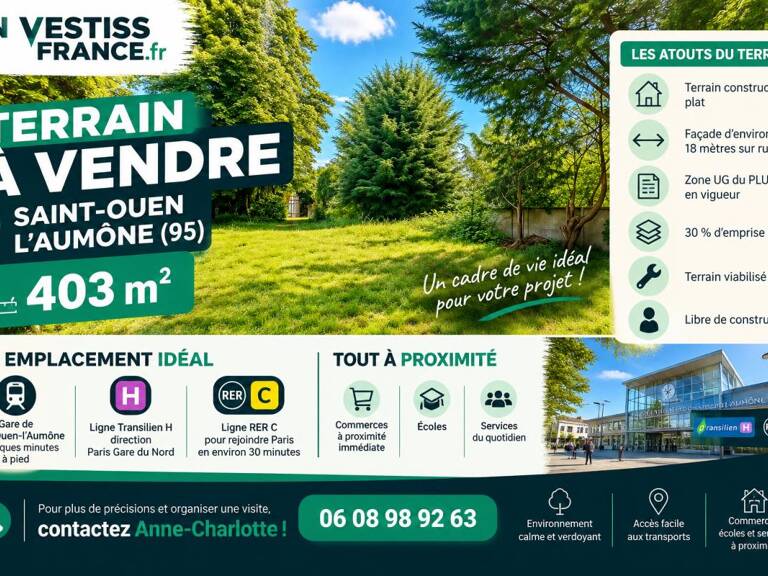 ST OUEN L'AUMONE (95) - Terrain à bâtir - 403m² — photo 1