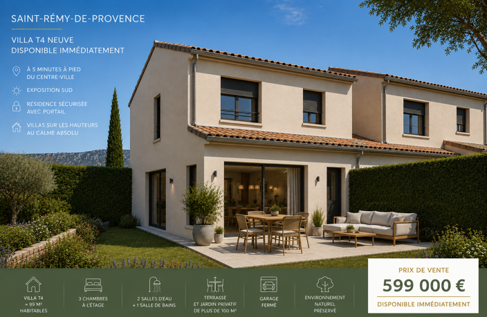 -Villa T4 neuve de 100 m² disponible immédiatement avec jardin, garage dans résidence sécurisée avec — photo 3