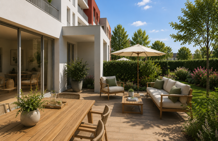 Jardin d’exception aux portes de Strasbourg – Superbe T4 neuf familial en rez-de-jardin — photo 2