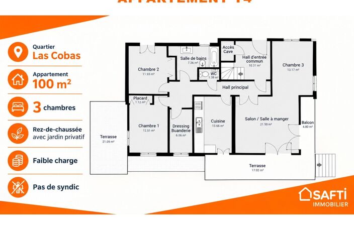 LAS COBAS App T4 100m2 3 chambres Jardin + 2 Caves — photo 3