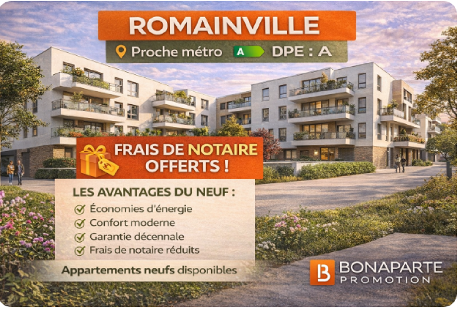 RARE A ROMAINVILLE – APPARTEMENTS NEUFS DU 3 EVOLUTIF 4 PIÈCES – AUX PORTES DE PARIS — photo 1
