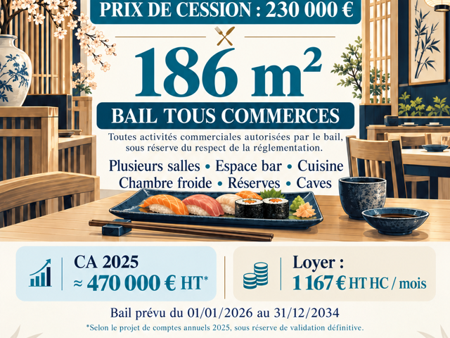 Vente Restaurant 186 m&sup2; — photo du bien