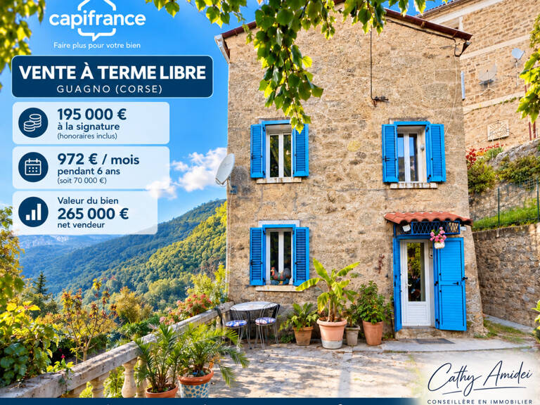 GUAGNO (Corse) : A vendre, maison en pierres avec dépendance, jardin, vue dégagée — photo 1