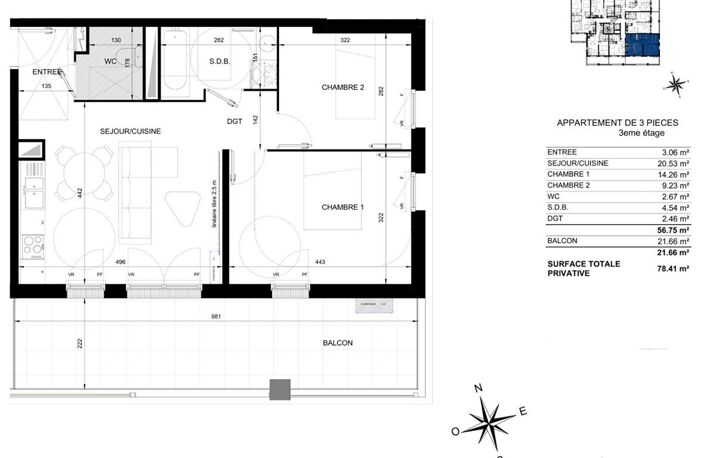 La Seyne-Sur-Mer T3 - 57 m2 - 3ème étage - Terrasse 22 m2 — photo 3