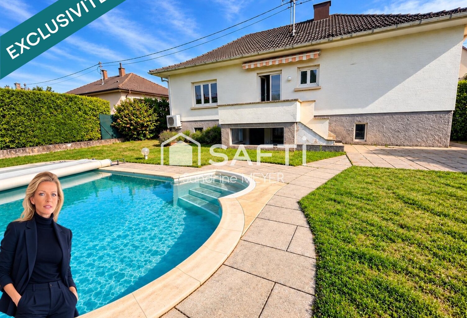 Maison plain-pied 105m², sous-sol, jardin, piscine — photo 1
