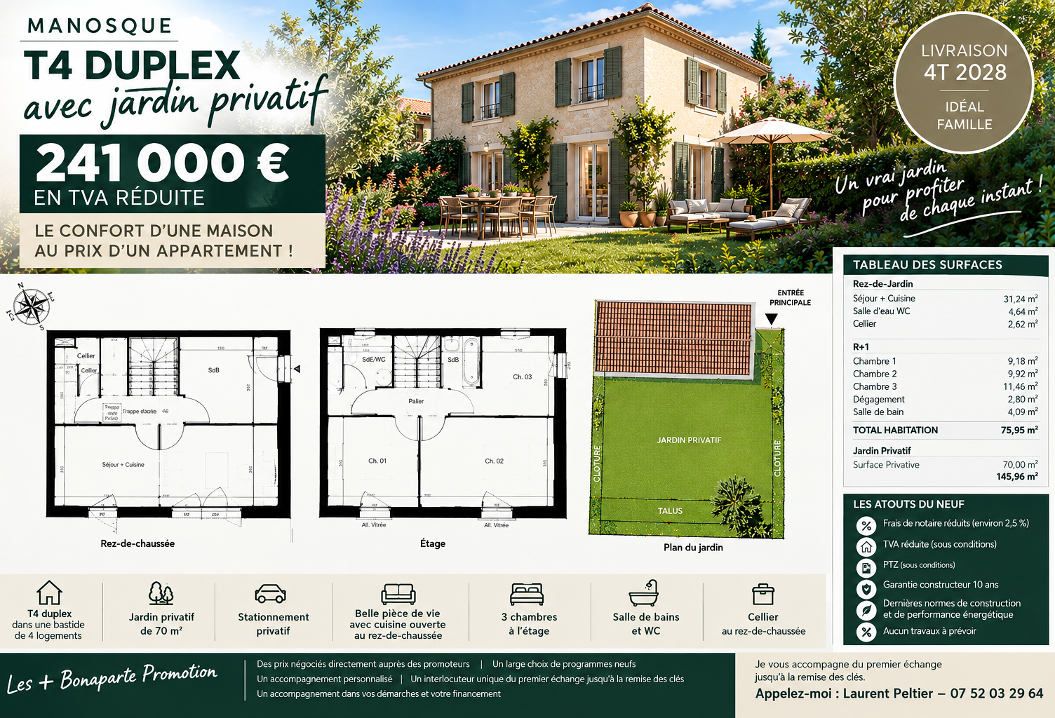 -3 CHAMBRES, UN JARDIN, 2 NIVEAUX… ET SEULEMENT 241 000 € ! — photo 1