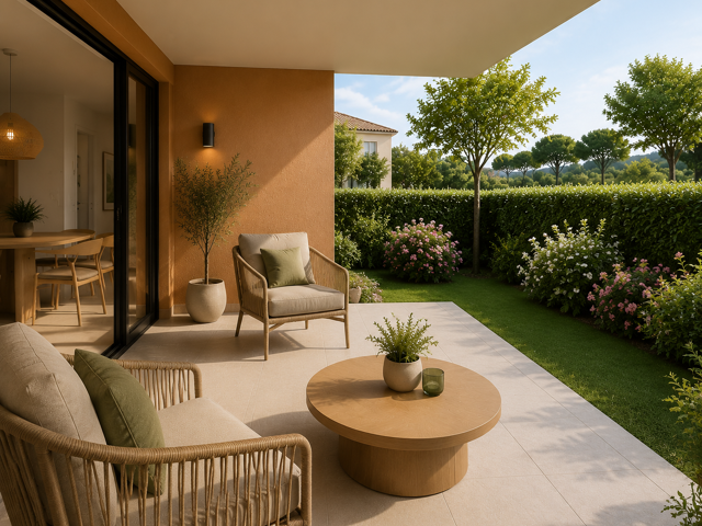 - Aix-en-Provence : T2 neuf avec terrasse et jardin dans un cadre verdoyant — photo du bien