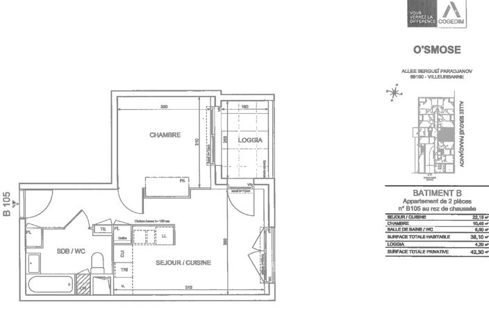 Location appartement 2 pièces 38 m² à Villeurbanne (69100) — photo 2