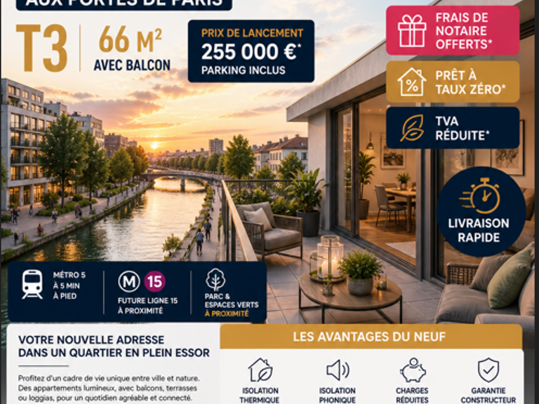 AU BORD DU CANAL RETOUR DE LOT  PROCHE METRO T3  AVEC TERRASSE A SAISIR !!! — photo 1