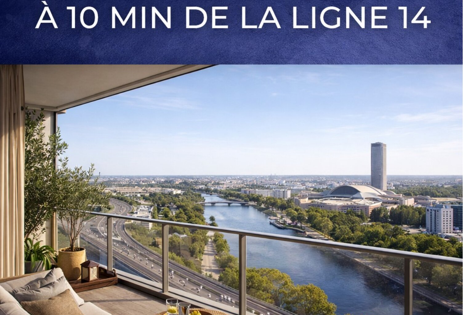  LIVRE T2 NEUF DE 44M² + BALCON 10M² SANS VIS A VIS VUE SEINE A 10 MIN DE LA LIGNE 14 — photo 1