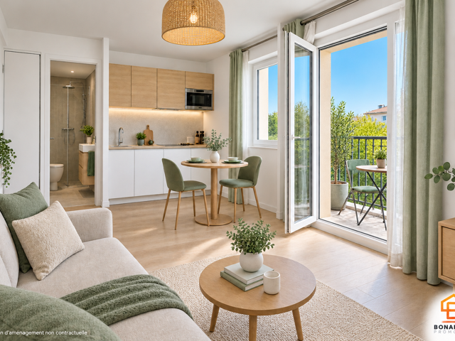 Studio optimisé en 2 pièces de 34m² avec balcon de 11m² futur tram t1 en pied de résidence ! — photo du bien
