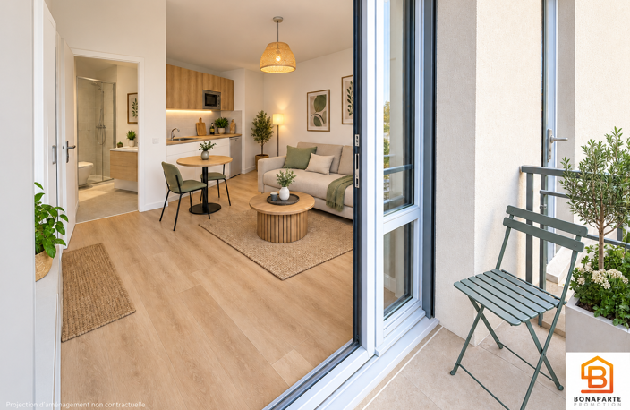 Studio optimisé en 2 pièces de 34m² avec balcon de 11m² futur tram t1 en pied de résidence ! — photo 3