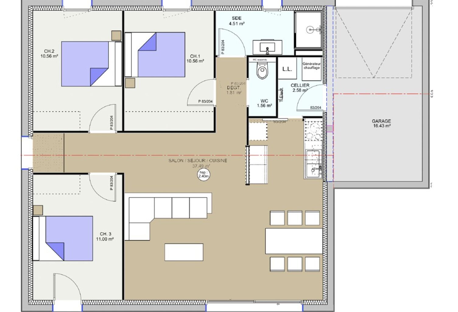 Projet de construction d'une maison 80.07 m² avec terrain à MARINGUES (63) — photo 1