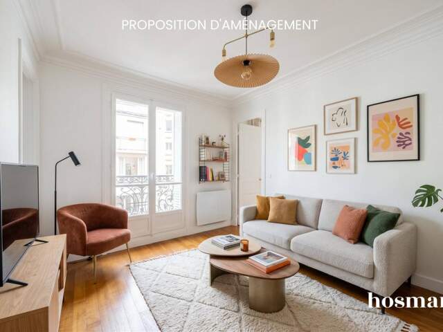 3 pièces (modulable en grand 2 pièces) de 52,7 m² avec balcon - Rue Seveste, Paris 18e — photo du bien