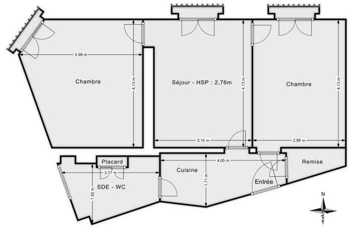3 pièces (modulable en grand 2 pièces) de 52,7 m² avec balcon - Rue Seveste, Paris 18e — photo 3