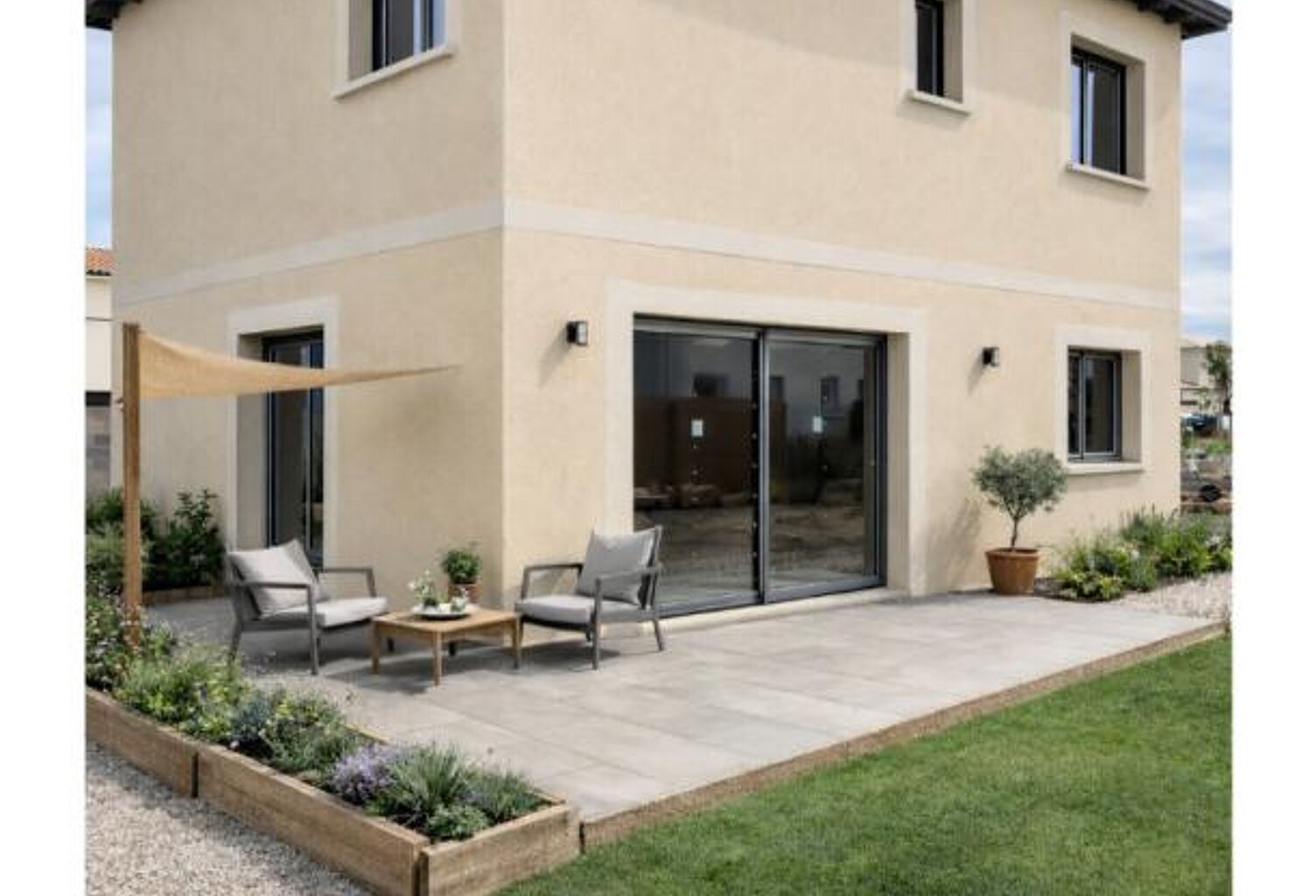 Maison  année 2025  r+1 de 109 m2 Habitable 4 chambres  avec garage ,terrasse, clôturé sur un terrain de 280 m² d angleilla Montagnac 5 pièce(s) 109 m2 — photo 1