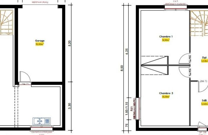 Maison  année 2025  r+1 de 109 m2 Habitable 4 chambres  avec garage ,terrasse, clôturé sur un terrain de 280 m² d angleilla Montagnac 5 pièce(s) 109 m2 — photo 3