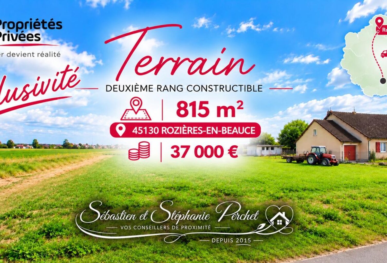 45130 -  EXCLUSIVITÉ - TERRAIN CONSTRUCTIBLE DEUXIEME RANG À ROZIÈRES-EN-BEAUCE — photo 1