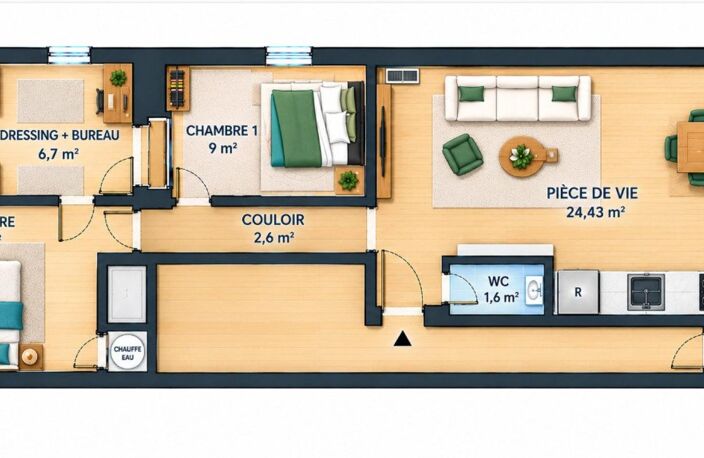 Appartement 2 chambres, bureau Centre-Ville — photo 2