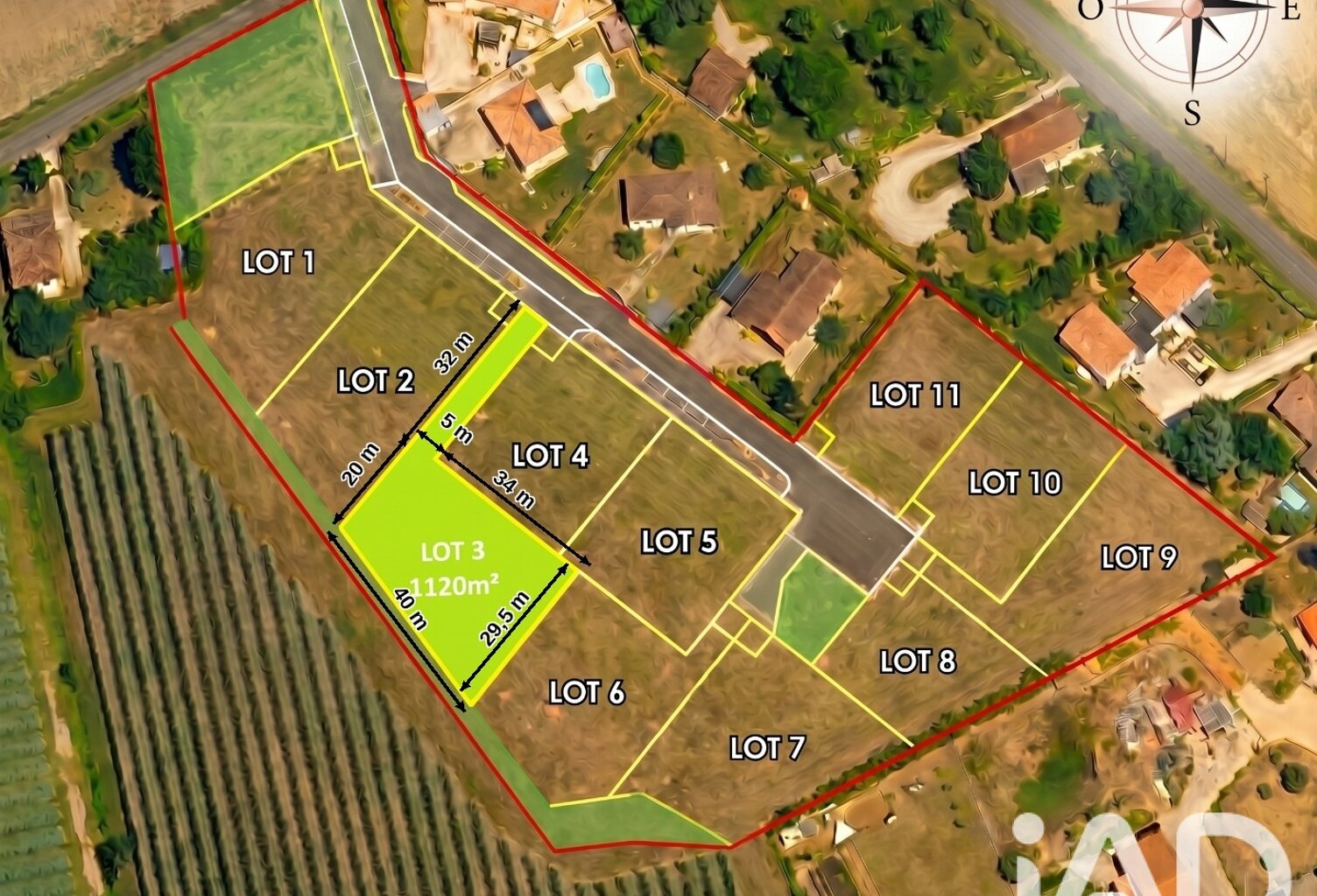 Vente Terrain à bâtir 1 120 m&sup2; — photo 1