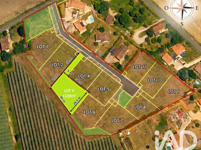 Vente Terrain à bâtir 1 120 m&sup2; — photo du bien